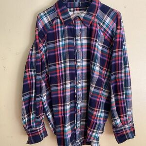FREE PEOPLE, WE THE FREE…… Blue and Red Flannel Button Down Shirt, NWOT.